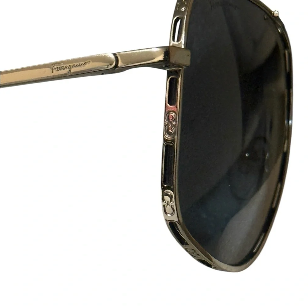 Salvatore Ferragamo Silver and Black Men’s Sunglasses in excellent condition
